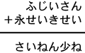 ふじいさん＋永せいきせい＝さいねん少ね