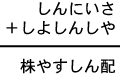 しんにいさ＋しよしんしや＝株やすしん配