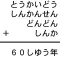 とうかいどう＋しんかんせん＋どんどん＋しんか＝６０しゆう年