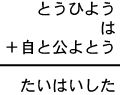 とうひよう＋は＋自と公よとう＝たいはいした